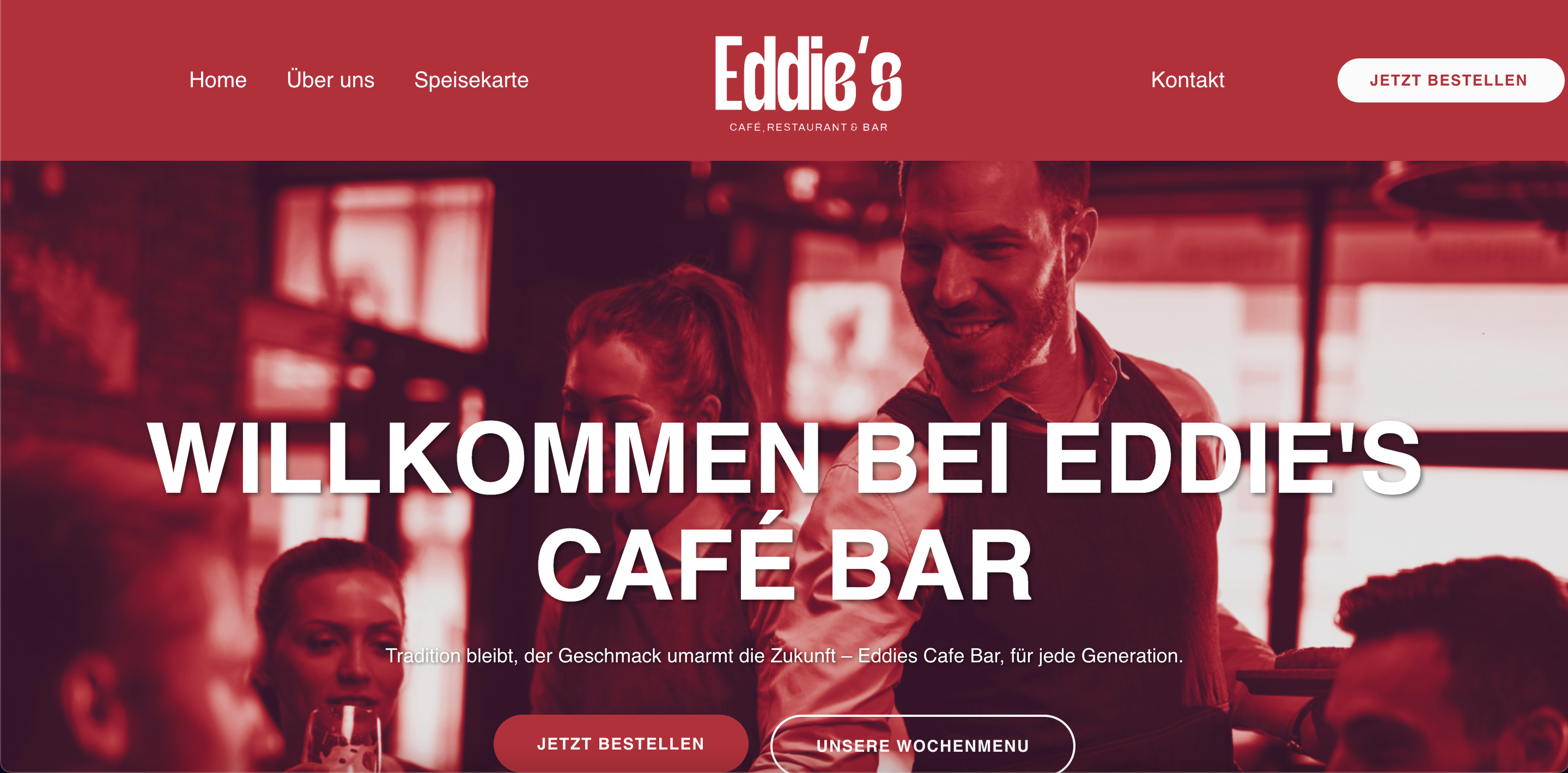 Eddie's Cafe Bar - Hospitality website developed by Loradona Husha - Restaurant and bar website