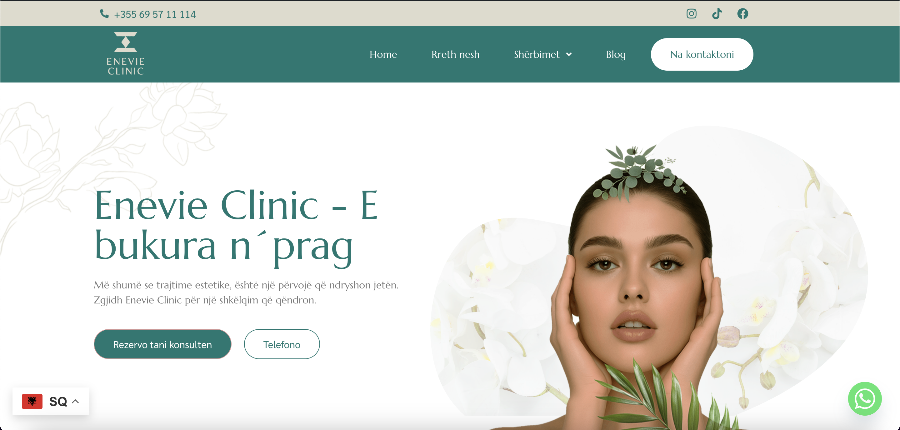 Enevie Clinic - Healthcare website developed by Loradona Husha - Medical aesthetics clinic with professional design and booking system